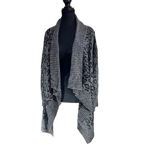 Leopard Print open sweater Size M Black Grey